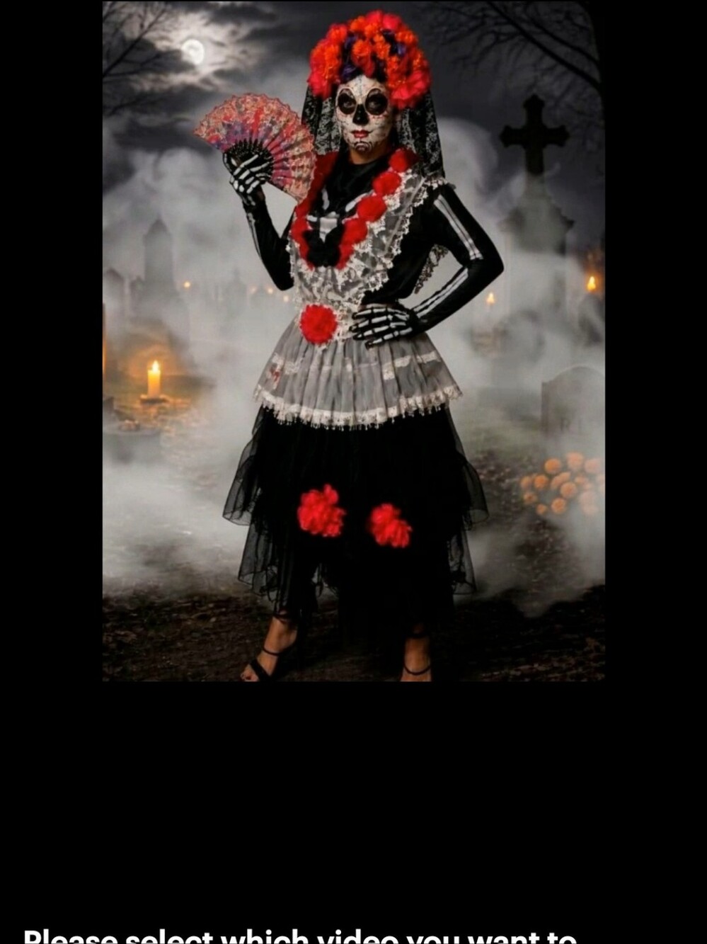 Day of the Dead Upcycled Complete Halloween Costume Size L - Picture 9 of 11